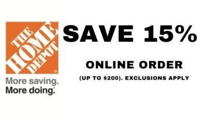 ONE (1X) HD 15% OFF Home Depot Coupon Code _ Online Only_ Valid 10