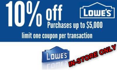 One 1x Lowes 10 Off In Store Only Coupon Exp 09 21 2021 Instant Delivery In 1 Min Lowes Coupons Code Lowe S Coupon Instant Delivery Instore Online